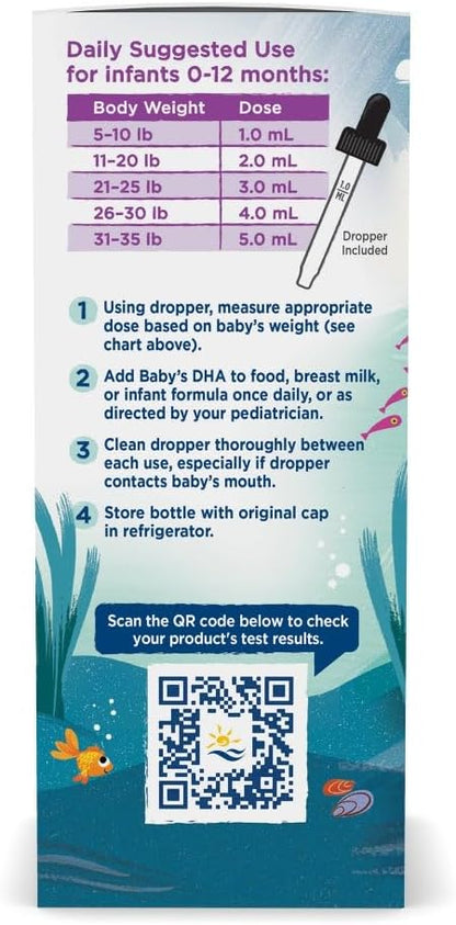Nordic Naturals Baby’s DHA, Unflavored - 2 oz - 1050 mg Omega-3 + 300 IU Vitamin D3 - Supports Brain, Vision & Nervous System Development in Babies - Non-GMO - Servings May Vary