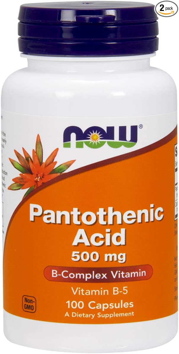 NOW Foods Pantothenic Acid 500mg, 100 Capsules (Pack of 2)