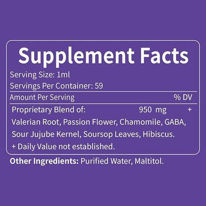 Herbal Liquid Drops, Natural Passion Flower Valerian Root Chamomile Extract Support Sleep Soundly, Fall Asleep Fast & Relaxation. 2oz