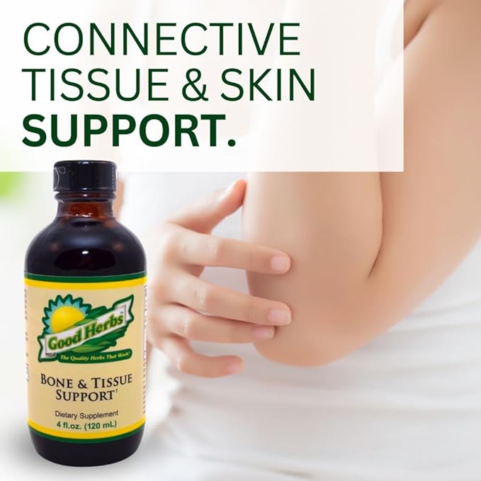 Youngevity Bone and Tissue Support - Organic & Wild Crafted Herbs - White Oak Bark, Skullcap, Oatstraw, Hydrangea, Marshmallow, Mullein, Wormwood, Lobelia - Good Herbs - (4 Fl Oz)