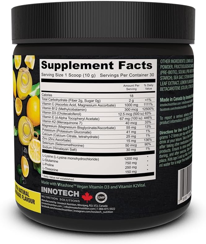 Innotech Nutrition Solutions Immune Essentials, 300 Gram - Lemon Flavour