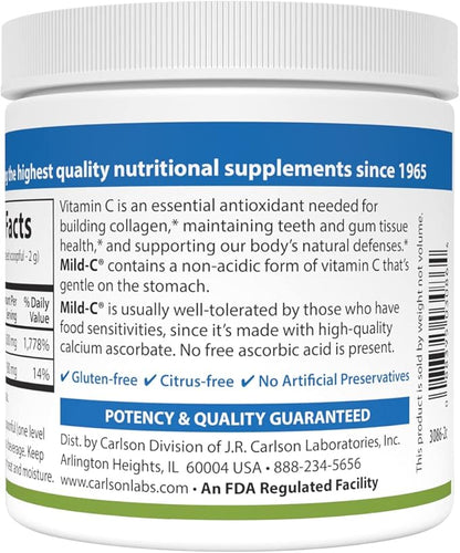 Carlson - Mild-C, Vitamin C Powder, Supports Healthy Immune Function, 6 oz (170 g)