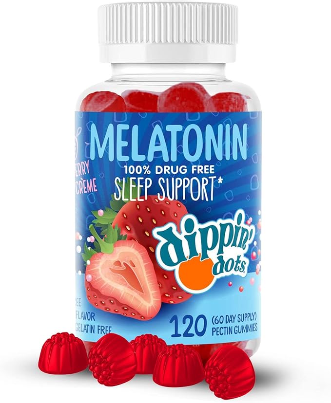Melatonin Sleep Support Gummies (60 Count) Strawberry Sunset Creme Flavor Chews | 2.5mg Per Gummy Sleep Supplement for Children and Adults | Supplement for Faster Faster & Longer Sleep