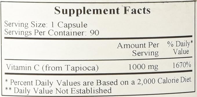 Ecological Formulas - Vitamin C-1000 from Tapioca 90 caps [Health and Beauty]