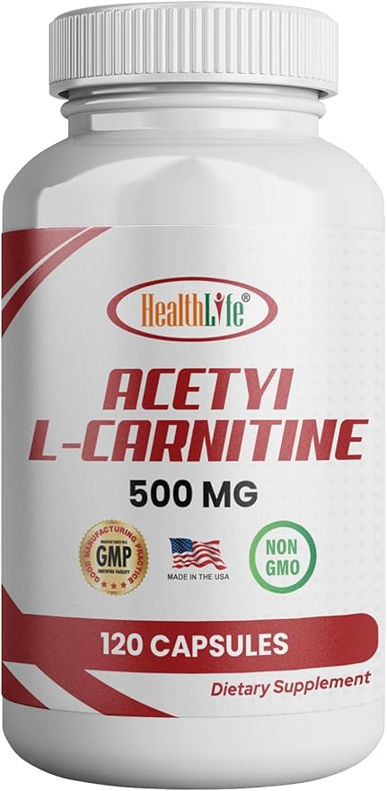 HEALTH LFE HealthLife Acetyl L-Carnitine 500mg, 120 Capsules, Non-GMO, Made in USA, 4 Month Supply