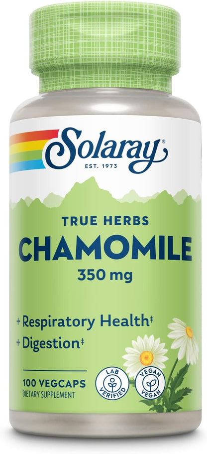 SOLARAY Chamomile, Soothing Support for Digestion, Respiratory Tract and Relaxation, 100 Servings, 100 VegCaps