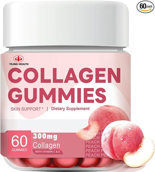 YiLing Suger Free Hydrolyzed Collagen Gummies with Vitamin C, E and Biotin & Vitamin for Women Men Healthy Skin Hair Nails, Beauty Support, Collagen Booster Gummy for Natural Collagen Production