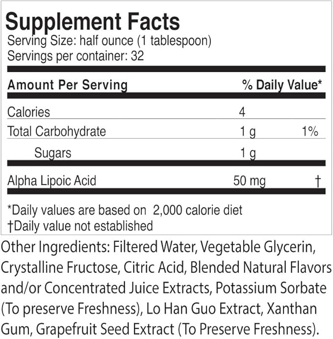 Liquid Alpha Lipoic Acid – 50mg ALA, More Bioavailable Than Capsules & Powder – Fast-Absorbing Antioxidant Supplement – Pharmacist Formulated, Rapid-Sorb Technology – 16 fl. oz.