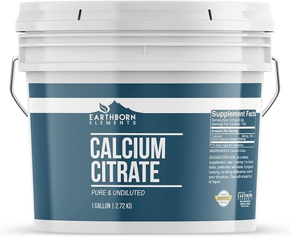 Earthborn Elements Calcium Citrate 1 Gallon Bucket, Pure & Undiluted, Lab Verified