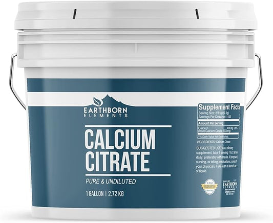 Earthborn Elements Calcium Citrate 1 Gallon Bucket, Pure & Undiluted, Lab Verified
