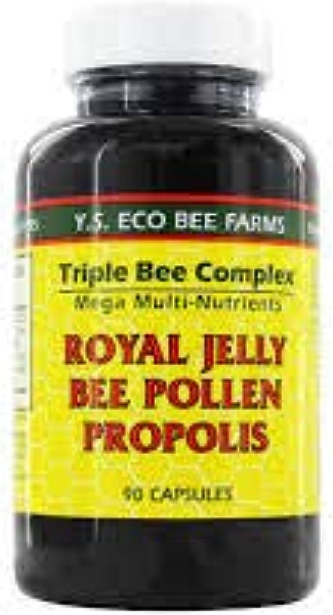 YS Organics Triple Bee Complex, Royal Jelly, Bee Pollen, Propolis -90 Caps -2 Pack