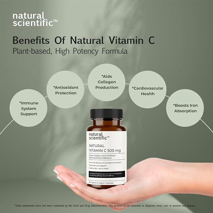 Vitamin C 500mg Supplement for Immune Support - from Organic Acerola Cherry - Vegan & Non-GMO - 45 Capsules, 15 Day Supply - Premium Dietary Supplement