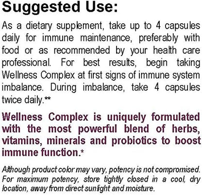 VHR Wellness Complex Immune Boosting Formula with Echinacea, Goldenseal, Garlic, Probiotics, Elderberry, Astragalus, Grapeseed, Cayenne, Bioflavonoids, Eleuthero, Ginger, VIT. C, Zinc. 120 Veg caps
