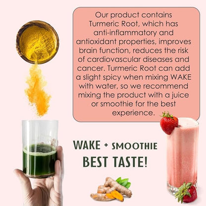 Wake Antioxidant Super Greens, Best Natural Powder Superfood, Spirulina & Chlorella, Vitamin B12, Non-GMO Vegan Drink, Juice & Smoothie Blend, Enzymes, Probiotics, Acai Berry & Camu Camu