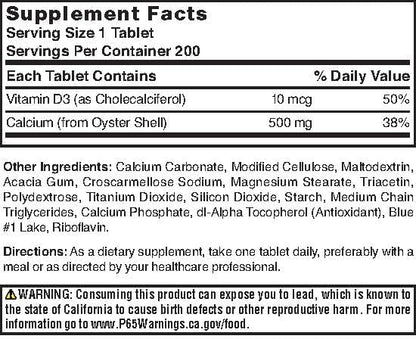 Nature's Blend Oyster Shell Calcium with D3 200 Tabs