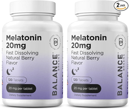 Melatonin 20mg Fast-Dissolve, 120 Tablets – Natural Sleep Aid for Restful Nights, Drug-Free Support for Relaxation and Tranquility