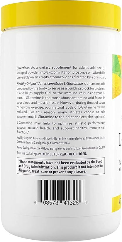 Healthy Origins L-Glutamine (American-Made, Non-GMO, Gluten Free, Muscle Support, Immune Support), 21.2 Ounce