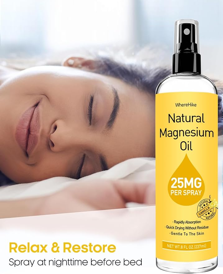 Magnesium Spray, Pure Magnesium Oil Spray for Feet,Ideal Gift for Muscle Relaxation&Better Sleep,Rapid Absorption,Quick Drying Without Residue-Vanilla