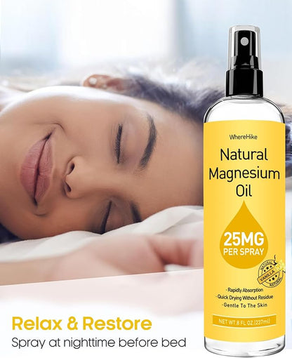Magnesium Spray, Pure Magnesium Oil Spray for Feet,Ideal Gift for Muscle Relaxation&Better Sleep,Rapid Absorption,Quick Drying Without Residue-Vanilla