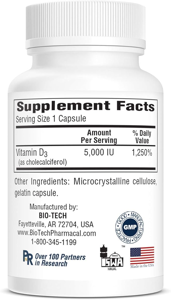 Bio-Tech Pharmacal Vitamin D3 (D3 5k IU, 250 Count)