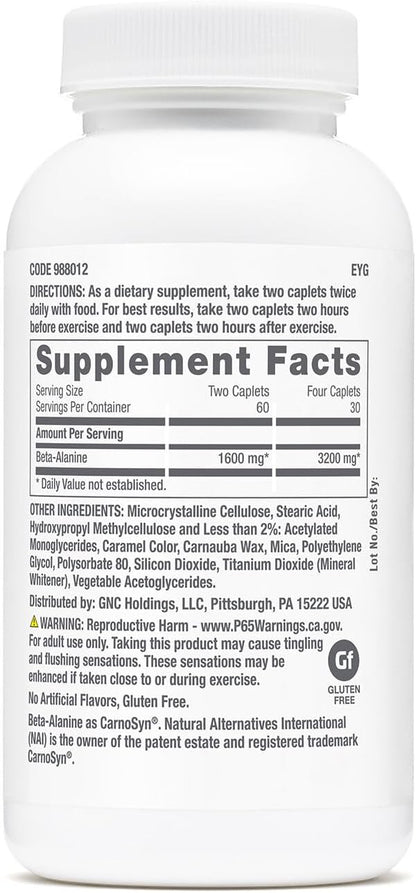 GNC Pro Performance Beta-Alanine, 120 Tablets, Supports Muscle Function