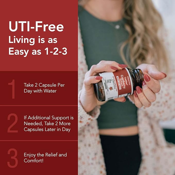 CranEaze®: Cranberry Juice Extract Plus D-Mannose – 36 mg PAC, 100% Soluble PAC - Supports Urinary Tract Health – Most Effective Cranberry Pills for Women, UTI Cranberry Supplement - 60 Capsules