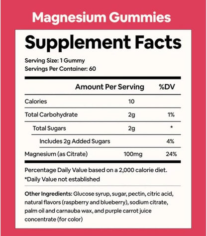 Black Girl Vitamins - Magnesium Gummies, for Sleep, Immunity, and Bone Support. Magnesium Citrate Supplement with (100mg) per Serving, Gluten-Free (Mixed Berry). 60ct