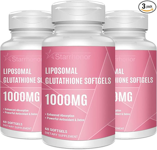 Liposomal Glutathione Softgels 1500MG, Reduced Glutathione Supplement with Vitamin C, Better Absorption, Non-GMO Powerful Antioxidant for Healthy Aging, Detox, Immune Health, 180 Softgels