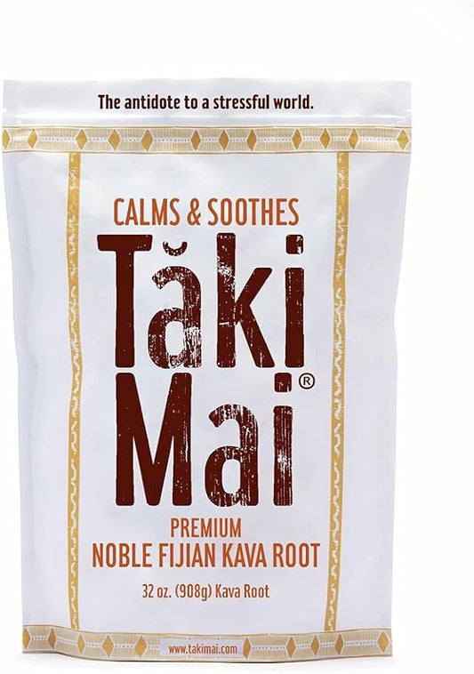 Taki Mai Traditional Kava Kava Powder 32oz – Premium Kava Root Powder with High Kavalactone Content for Relaxation, Stress Relief, Calmness and Sleep Support