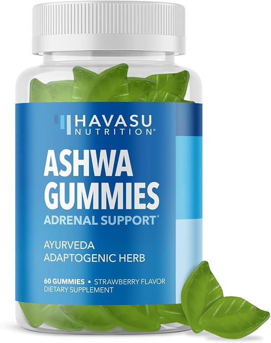 Ashwagandha Gummies for Stress & Mood Support - Vegan, Non-GMO Supplement for Calm & Relaxation - Withania Somnifera for Enhanced Sleep Quality & Emotional Balance - 1-Month Supply, Strawberry Flavor