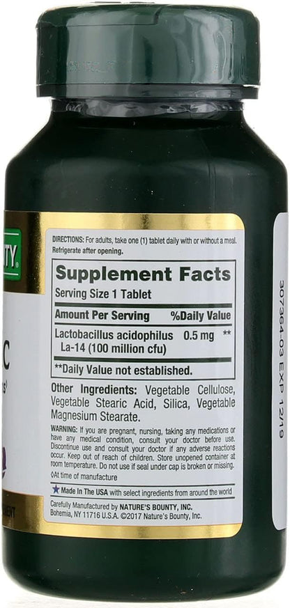 Nature's Bounty Probiotic Acidophilus Tablets, 120 ea (Pack of 3)