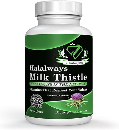 Halalways Milk Thistle Certified Halal Supplement Milk Thistle Liver Detox Supplement Gentle Herbal Liver Cleanse for Men & Women - Liver Health Support - Non-GMO