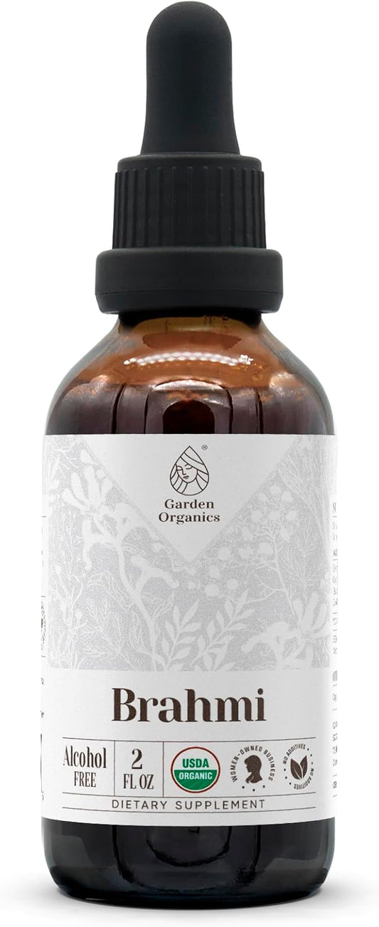Brahmi USDA Organic | Alcohol-Free Extract, Organic Herbal Drops, Supplement | Tincture Made from 100% Certified Organic Brahmi (Bacopa Monnieri) Dried Herb 2 oz