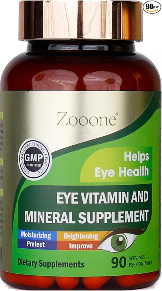 zooone- 90pcs Lutein Eye Vitamins Supplement for Macular Health and Dry Eye, Contains Lutein, Zinc, Vitamins C/E & Zeaxanthin to Support Eye Health