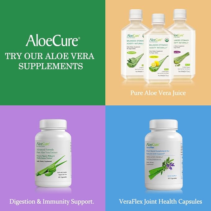 AloeCure Natural Melatonin + Collagen with Organic Aloe Vera - Natural Sleep Aid Supplement for Restful Nights - Collagen Complex for Joint Strength, Skin Elasticity, Hair & Nail Growth, 30 Capsules