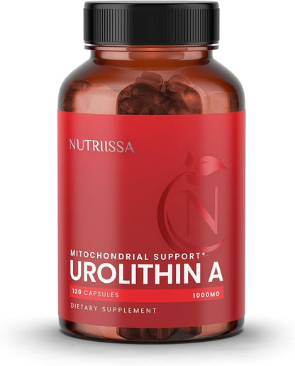 Nutriissa Urolithin A 1000mg - Advanced Cellular Rejuvenation, Muscle Strength - EPEB Certified for Purity & Potency - Vegan, 120 Capsules