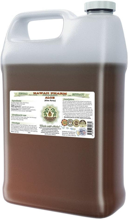 Aloe Alcohol-Free Liquid Extract, Aloe (Aloe Ferox) Dried Leaf Glycerite Hawaii Pharm Natural Herbal Supplement 64 oz