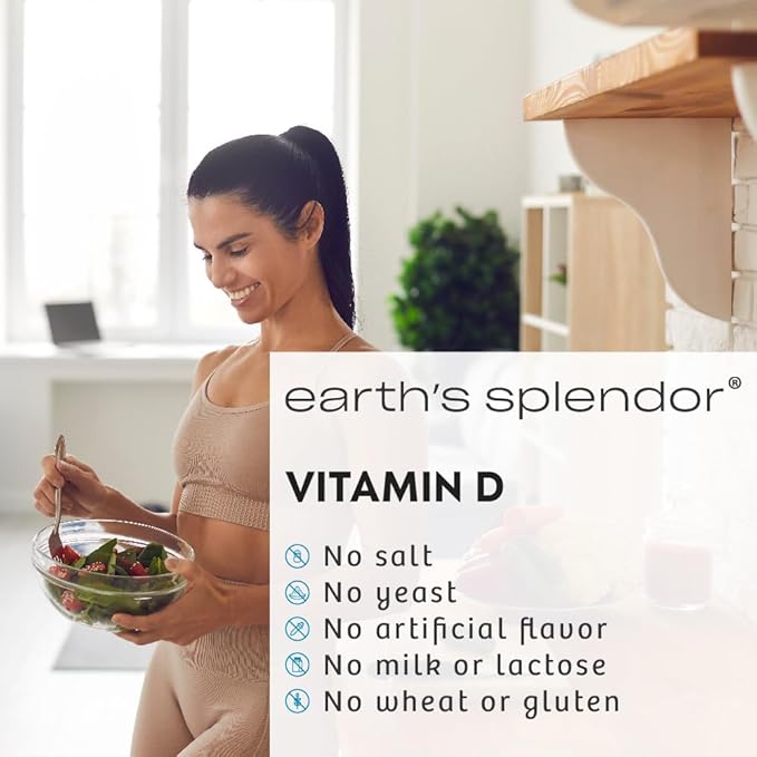 Earth's Splendor Vitamin D 2,000 IU - Support Immune System Health, Support Strong Bones - 75 Count