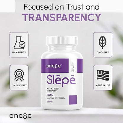Slēpē Sleep Aid Supplement with Melatonin, GABA, Chamomile Flowers, Passion Flower, Hops, Lemon Balm - Natural Sleep Supplement for Adults for Restful Sleeping