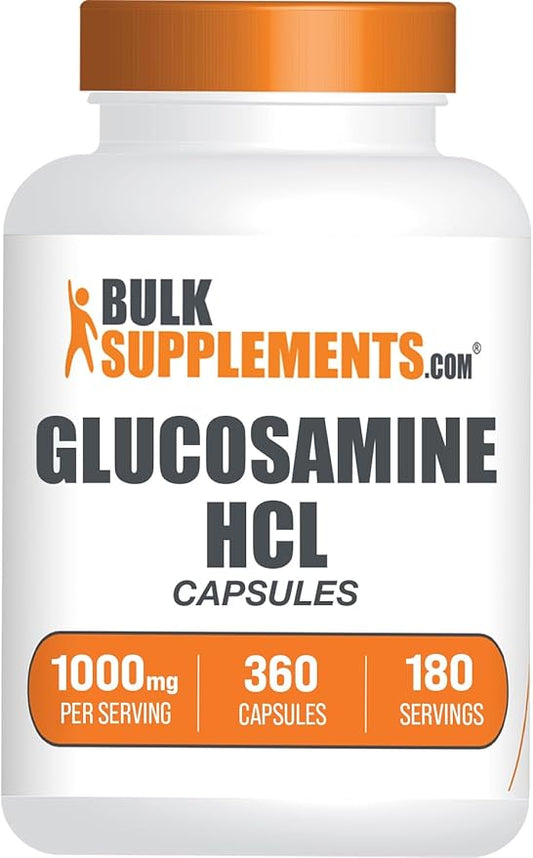 BulkSupplements.com Glucosamine HCl Capsules - Glucosamine Supplement, Nutritional Supplement - Gluten Free, 2 Capsules per Serving, 360 Count (Pack of 1)