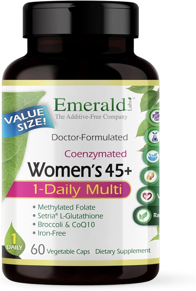 EMERALD LABS Women's 45+ 1-Daily Multi - Complete Multivitamin for Comprehensive Support, Bone & Heart Health* - Designed for Women 45+ - Gluten-Free & Vegetarian- 60 Vegetable Capsules