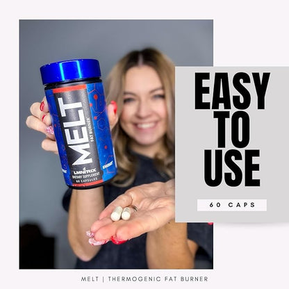MELT - Best Thermogenic Fat Burner for Men & Women - Appetite Suppressant Pills for Fast Weight Loss - Energy Booster and Mental Focus Supplement - Diet Pills That Work - 60 caps