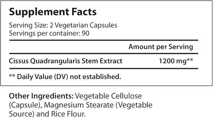 Cissus Quadrangularis 1200mg - 180 Veggie Capsules - Natural Formula for General Wellness and Vitality
