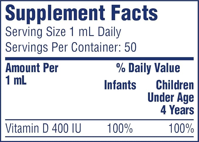 Enfamil Baby Vitamin D-Vi-Sol Liquid Vitamin D Drops, Supports Strong Teeth & Bone Development, 50mL Bottle (Pack of 2)