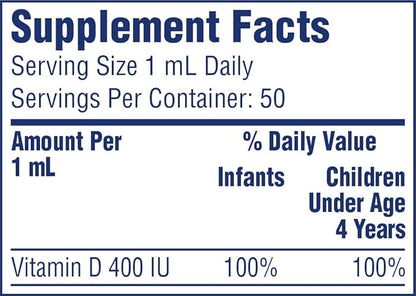 Enfamil Baby Vitamin D-Vi-Sol Liquid Vitamin D Drops, Supports Strong Teeth & Bone Development, 50mL Bottle (Pack of 2)