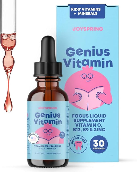 JoySpring Kids B Complex | Vitamin B Complex Liquid Drops with Elderberry, Zinc & Vitamin C | Support for Overall Wellness (1 fl oz) 30 Servings