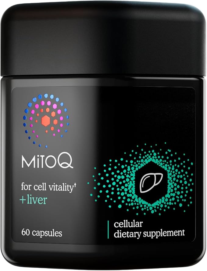 MitoQ +Liver Premium CoQ10 Antioxidant - Contains Mitoquinol Mesylate, Choline, Milk Thistle, Selenium - Supports Metabolism, Liver Health, Body’s Natural Detoxification & Cell Vitality (60 Capsules)