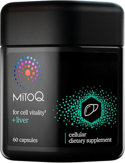 MitoQ +Liver Premium CoQ10 Antioxidant - Contains Mitoquinol Mesylate, Choline, Milk Thistle, Selenium - Supports Metabolism, Liver Health, Body’s Natural Detoxification & Cell Vitality (60 Capsules)