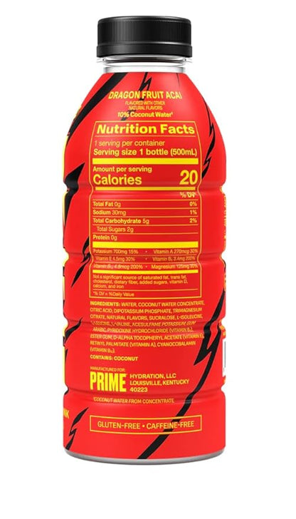 ISHOWSPEED Prime Drink, New Dragon Fruit Acain Flavor, Limited Edition bottles, (1 Bottle) with alphatek.store sticker