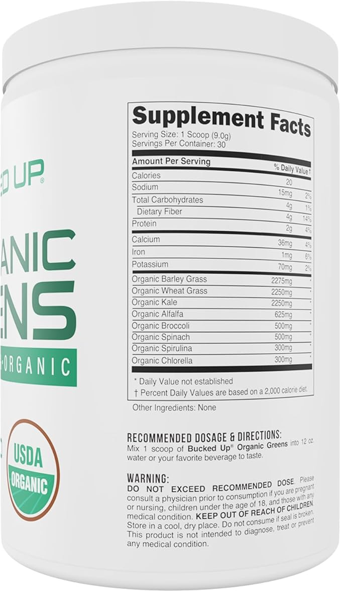 Greens Superfood Powder Unflavored | 8 Most Essential Mixed Greens | Certified 100% Organic | Chlorella, Spinach, Kale, Spirulina, Alfalfa, Broccoli, Wheat Grass, & Barley Grass | 30 SERV | 9.52 OZ
